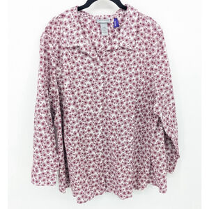 Catherines Shirt Womens Petite 2X Red Bicycle Print Button Up Blouse‎ Novelty